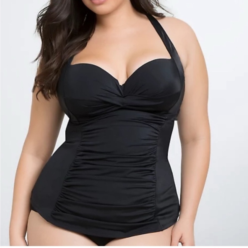Torrid Black Retro Pinup Ruched One-Piece Swimsuit Size 4X NWT